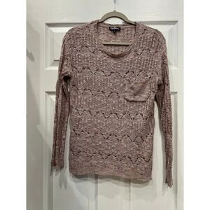 Freshman 1996 Sweater Mauve Pink Acrylic Pointelle Open Knit Boho Coquette